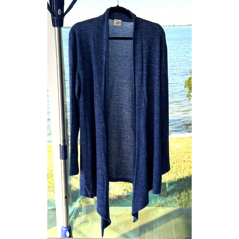 Mello Yello Navy Blue Flyaway Open Front Cardigan Bathrobe Size Large